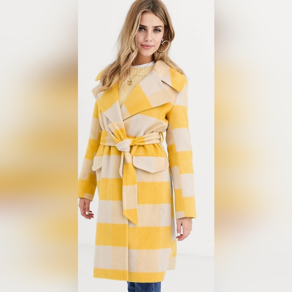 Miss Selfridge longline tailored coat with tie waist